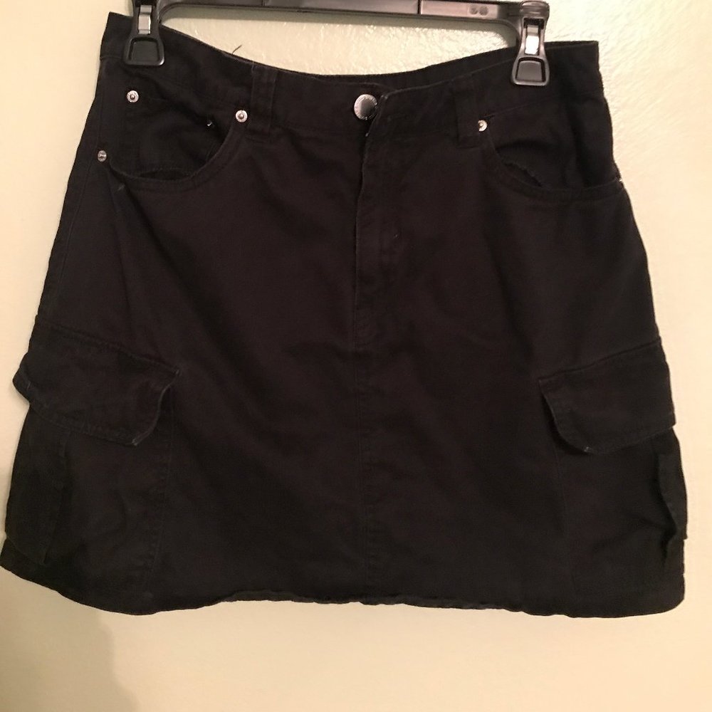 Divided Brand Black Jean Skirt with Pockets Size 8